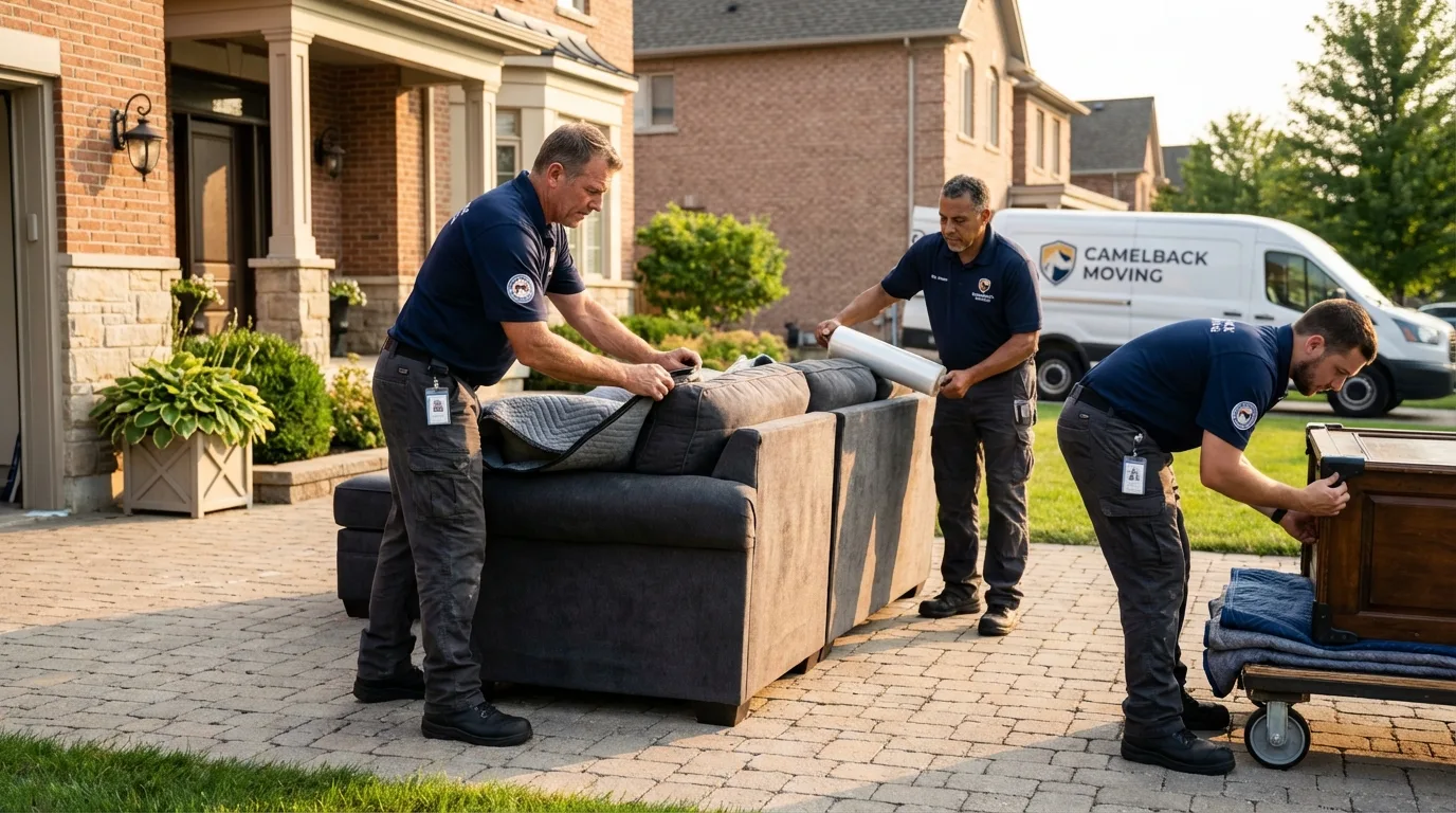 Large estate moving crew wrapping furniture in Navajo, NM