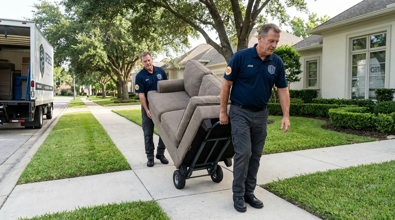 Local residential moving crew loading furniture in Navajo, NM